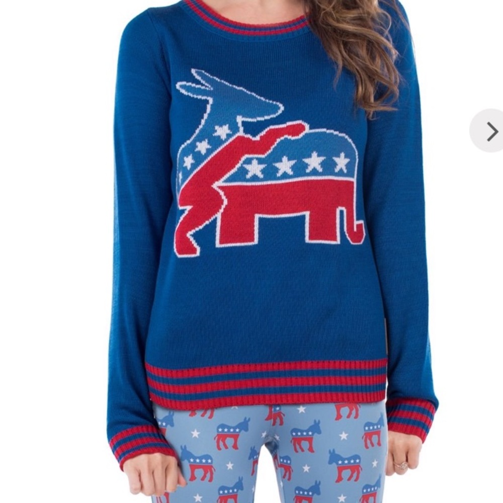 Tipsy Elves Democratic Donkey Sweater Sz L NWT